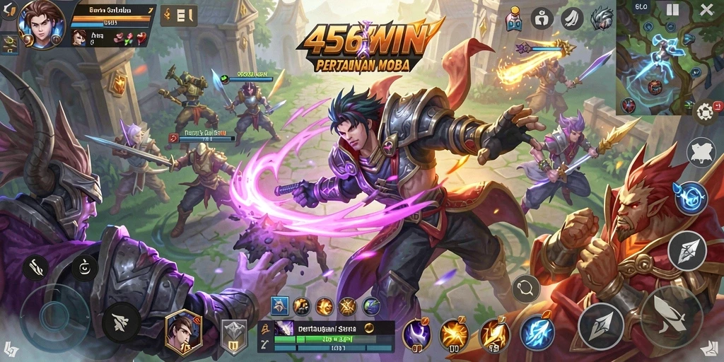 Tampilan seru gameplay 456WIN saat pertarungan tim.