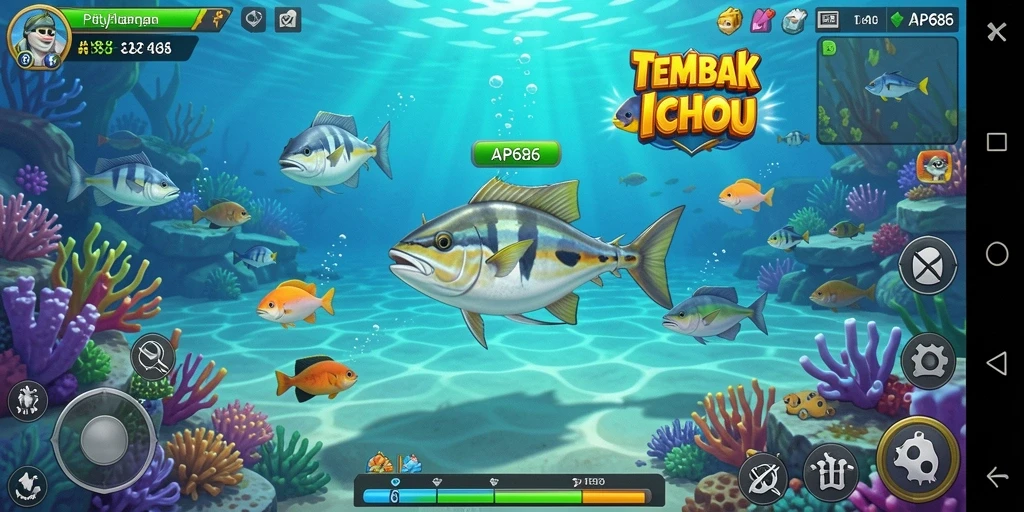 Tampilan menarik dari gameplay Tembak Ikan AP686.