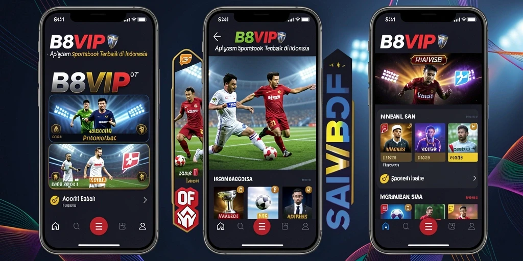 Tampilan utama aplikasi B8VIP dengan berbagai pilihan taruhan olahraga.