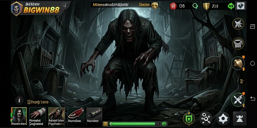 Tangkapan layar menampilkan suasana menegangkan dalam game horor BIGWIN88.