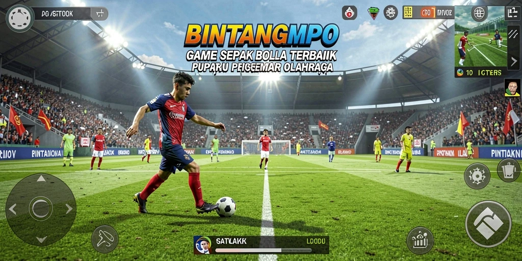 Tampilan gameplay menarik BINTANGMPO dalam aksi sepak bola.