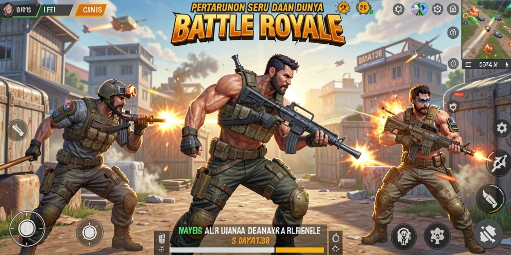 Tampilkan gameplay mendebarkan dalam DAYA138 Battle Royale.