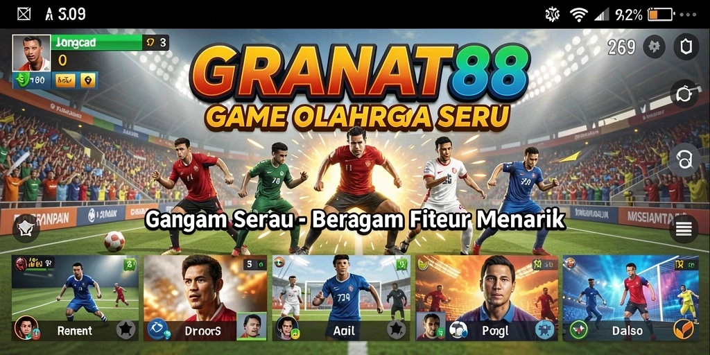 Tangkapan layar utama <strong>GRANAT88</strong> menampilkan gameplay yang penuh aksi dalam olahraga.