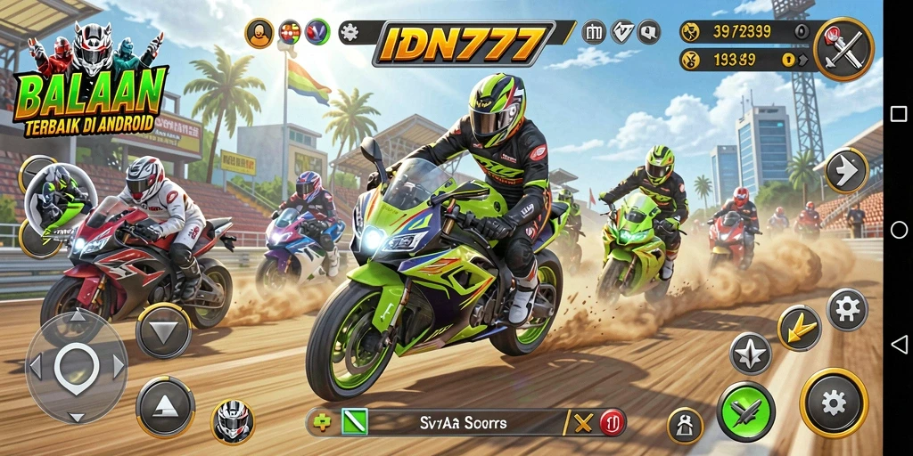 Tampilan gameplay seru saat balapan motor di IDN777.