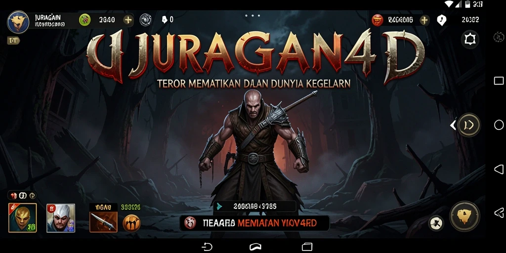 Screenshot gameplay JURAGAN4D yang menampilkan suasana mencekam dan karakter menyeramkan.