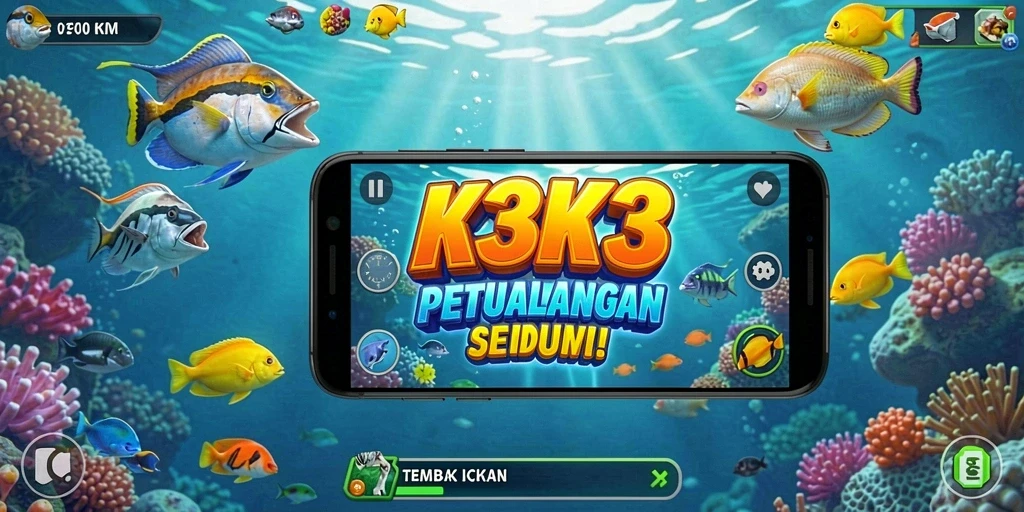 Tampilan permainan Tembak Ikan yang mengasyikkan dan penuh warna.