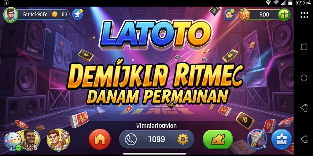 Screenshot utama LATOTO menampilkan gameplay musik yang dinamis dan interaktif.
