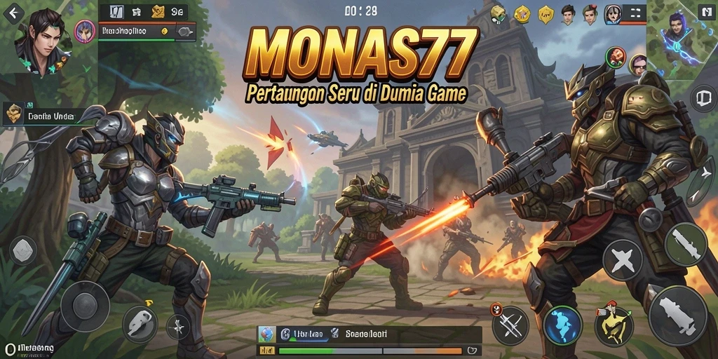 Tampilan gameplay MONAS77 yang menampilkan aksi pertarungan seru.