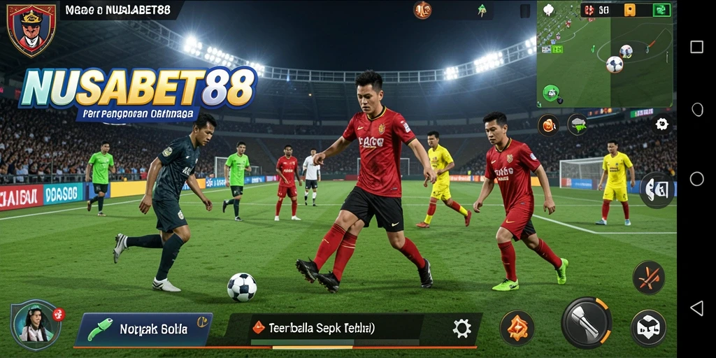 Tangkapan layar gameplay NUSABET88 yang menampilkan aksi sepak bola seru.