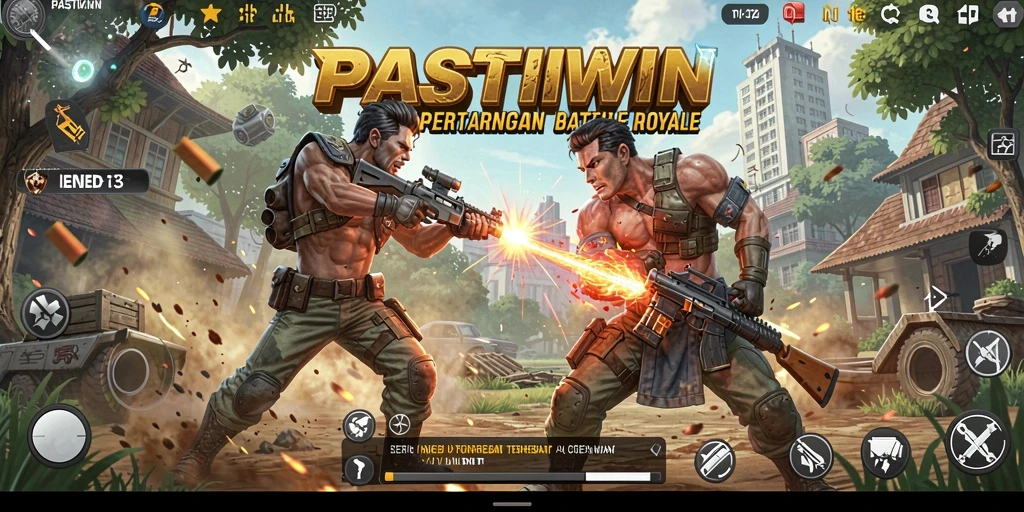 Screenshot PASTIWIN menampilkan aksi laga seru dalam mode Battle Royale.
