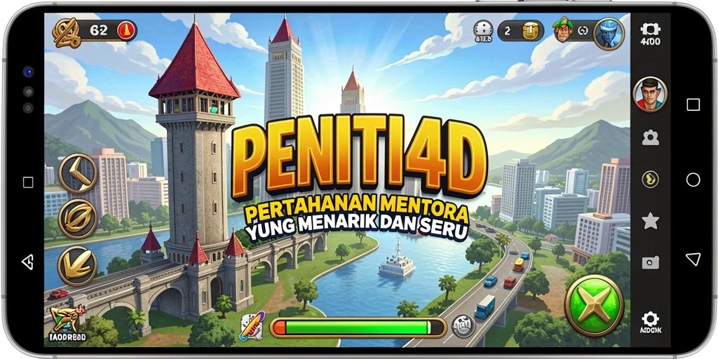 Tampilan gameplay PENITI4D yang menegangkan dalam Tower Defense.