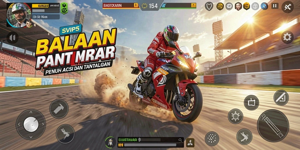 Tampilan seru gameplay balapan motor di SVIP5.