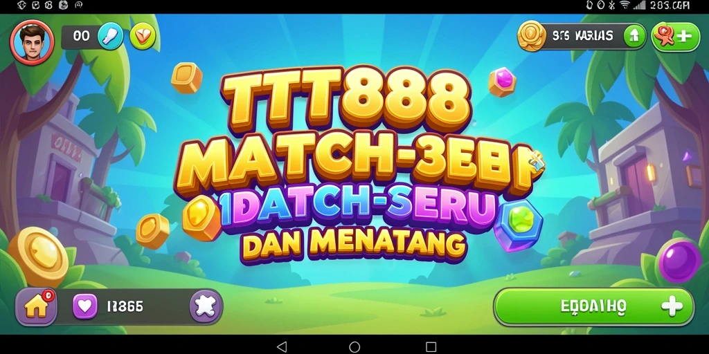 Gameplay seru TTT888 dengan elemen Match-3 yang colorful.