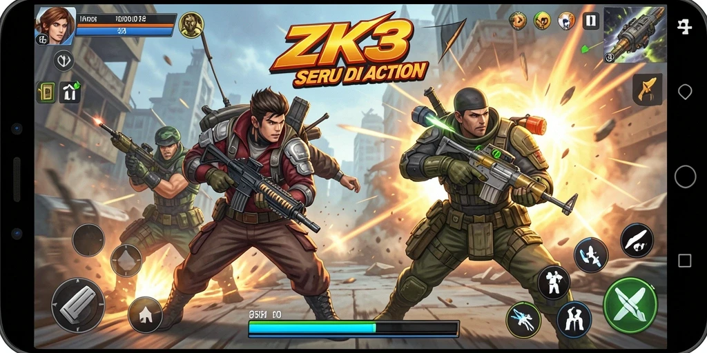 Tampilan aksi seru dari gameplay ZK3 yang memukau.